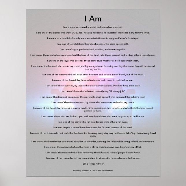 I AM (a Police Officer) Poem - Poster (Front)