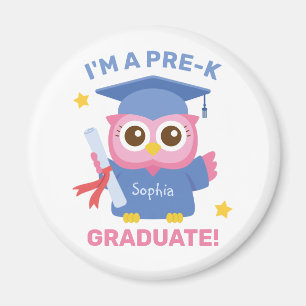 I am a Pre-K Graduate, Cute Owl Graduate Name Magnet