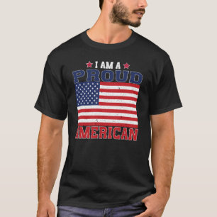 I am a Proud American US Flag Patriotic Distressed T-Shirt