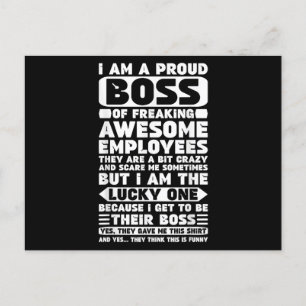 I Am a Proud Boss of Freaking Awesome Employees Sh Holiday Postcard