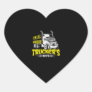 I am a proud truckers wife heart sticker