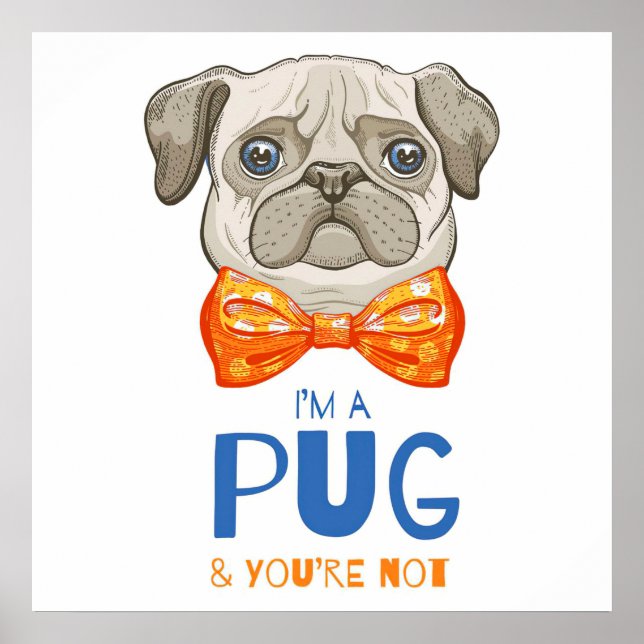 I Am A Pug, Funny Pug Gift, Pug Lover Gift Poster (Front)