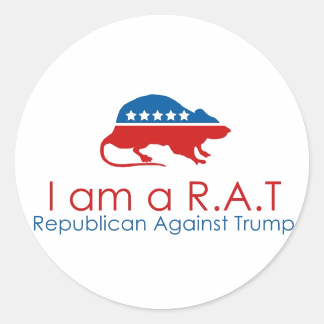 I am a R.A.T: Republican Against Trump Classic Round Sticker (Front)