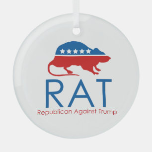 I am a R.A.T: Republican Against Trump Glass Tree Decoration