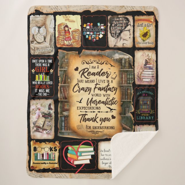 I Am A Reader Blanket, Book Lover Blanket, Sherpa Blanket (Front)