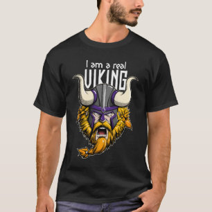 I Am A Real Viking - Purple and Gold Nordic  T-Shirt