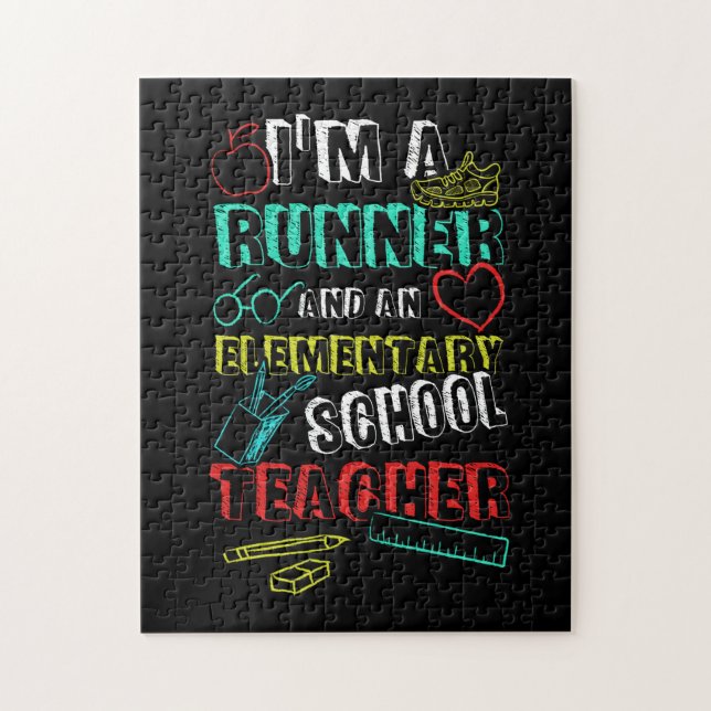I Am A Runner Ad An Elementary School Teacher T Sh Jigsaw Puzzle (Vertical)