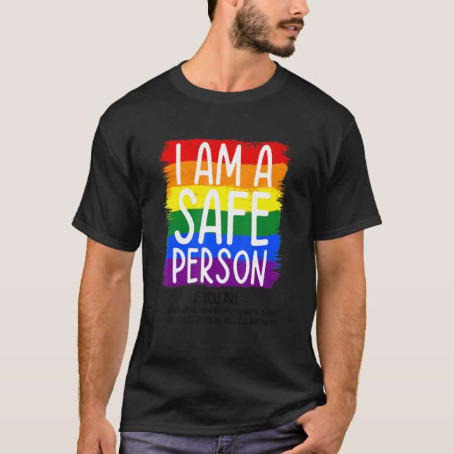 I Am A Safe Person Bisexual Gay Pride Rainbow Lgbt T-Shirt (Front)