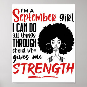 I Am A September Girl Praying Black Queen Woman Poster