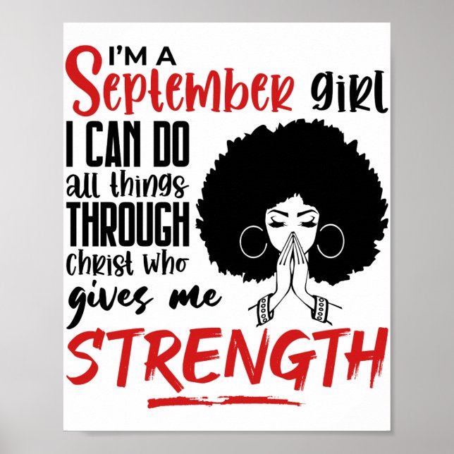 I Am A September Girl Praying Black Queen Woman Poster (Front)