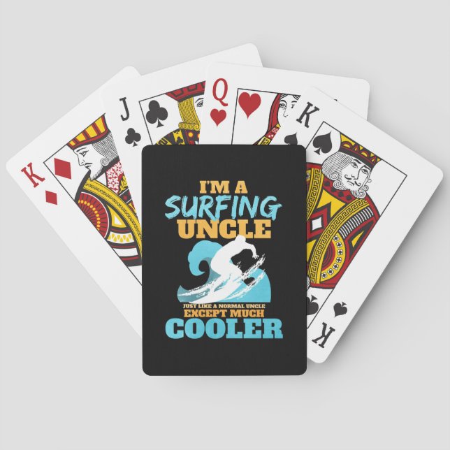 I Am A Surfing Uncle Playing Cards (Back)