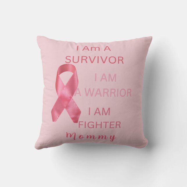 I am a survivor ,breast cancer awareness month cushion (Back)