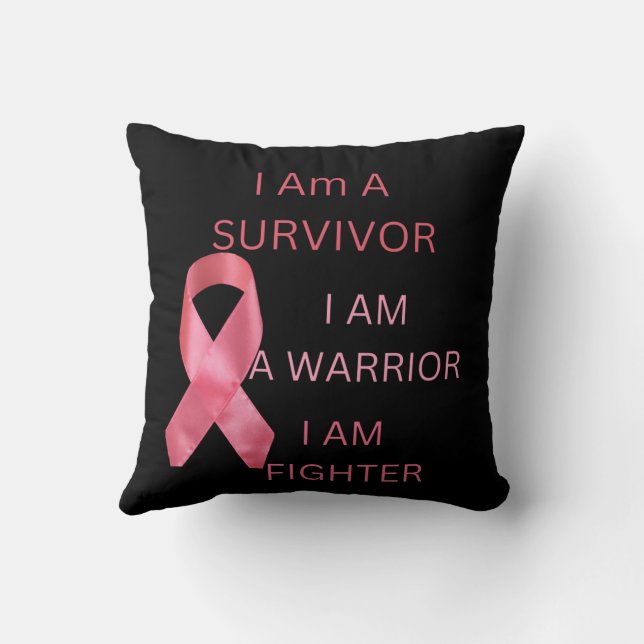 I am a survivor ,breast cancer awareness month cushion (Back)
