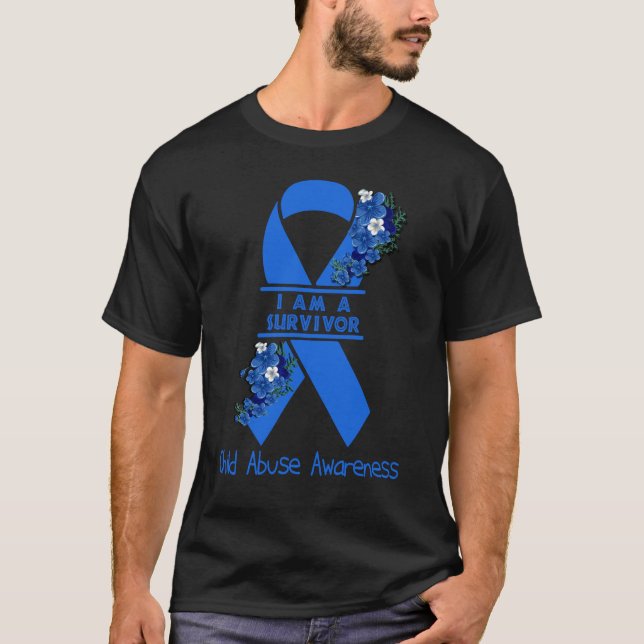 I Am A Survivor CHILD ABUSE Awareness T-Shirt (Front)