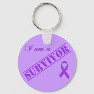I am a Survivor - Crohns & Colitis Purple Ribbon Key Ring