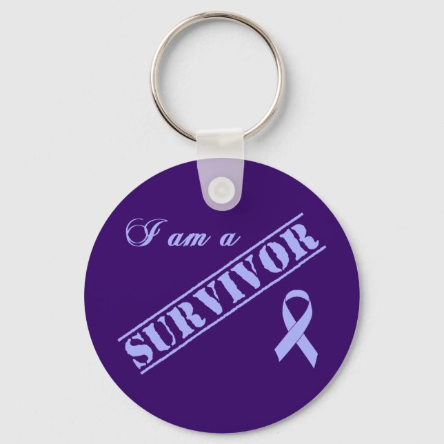 I am a Survivor - Lavender Ribbon General Cancer Key Ring (Front)