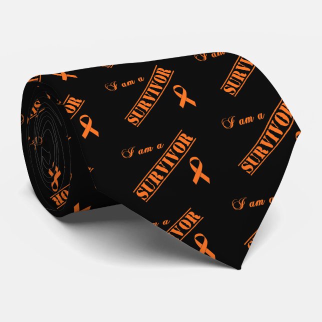 I am a Survivor - Orange Ribbon Tie (Rolled)