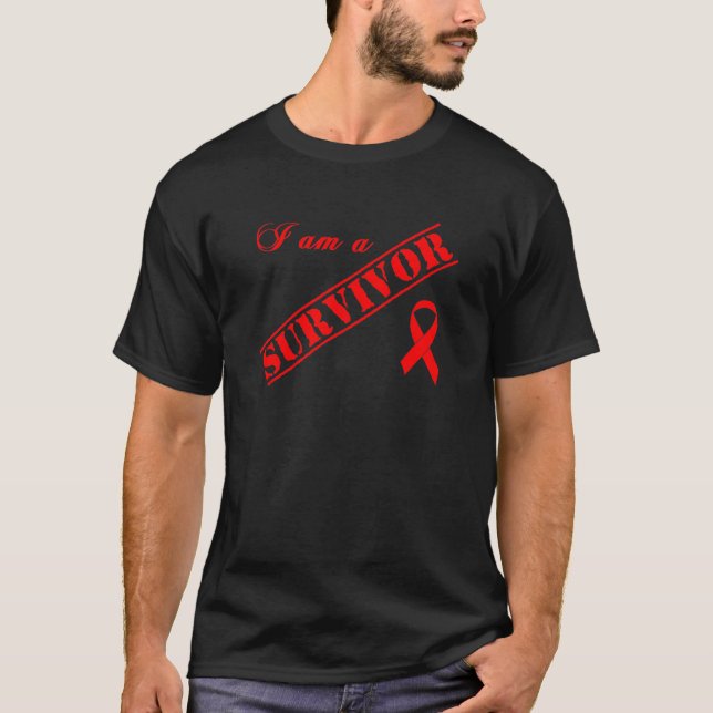 I am a Survivor - Red Ribbon AIDS & HIV T-Shirt (Front)