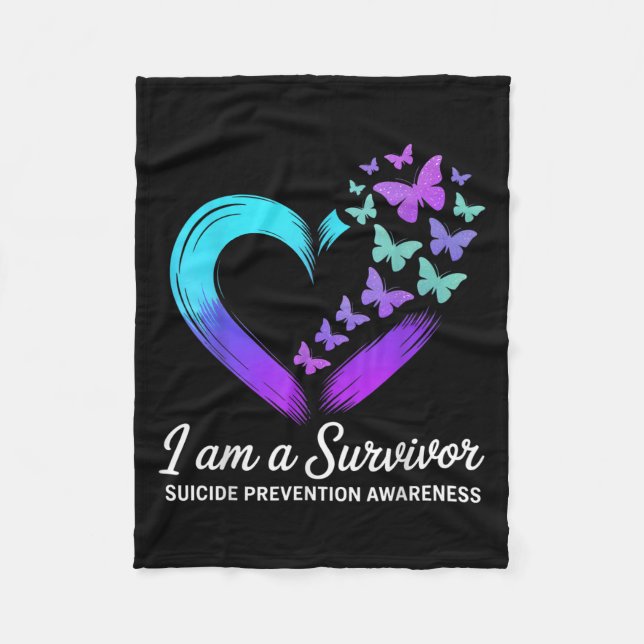 I Am A Survivor Suicide Prevention Awareness  Fleece Blanket (Front)
