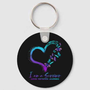 I Am A Survivor Suicide Prevention Awareness Heart Key Ring