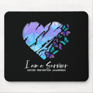 I Am A Survivor Suicide Prevention Awareness Heart Mouse Mat
