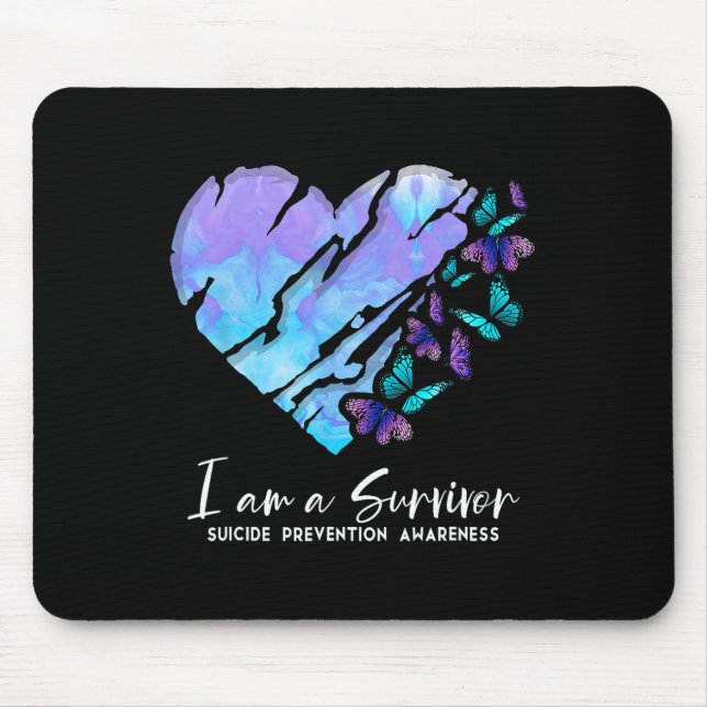 I Am A Survivor Suicide Prevention Awareness Heart Mouse Mat (Front)