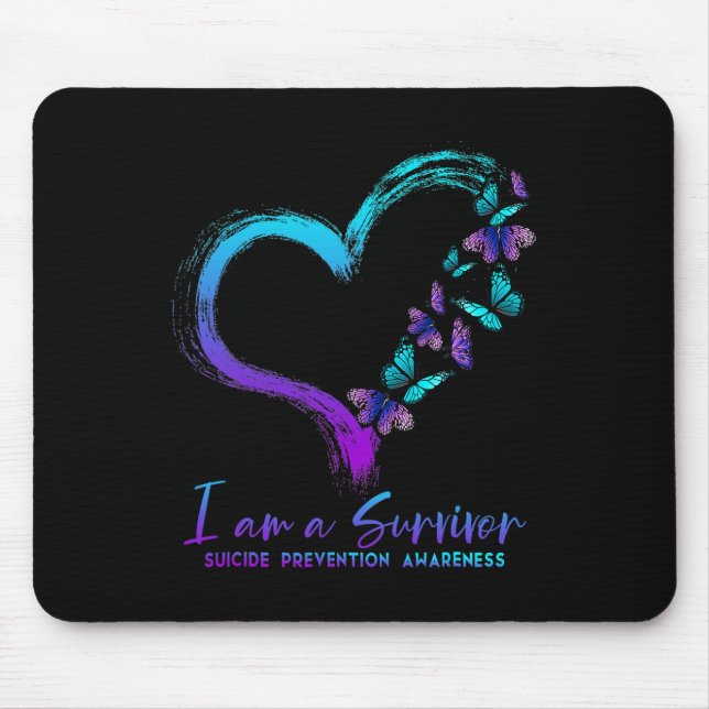 I Am A Survivor Suicide Prevention Awareness Heart Mouse Mat (Front)