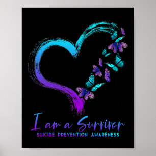 I Am A Survivor Suicide Prevention Awareness Heart Poster