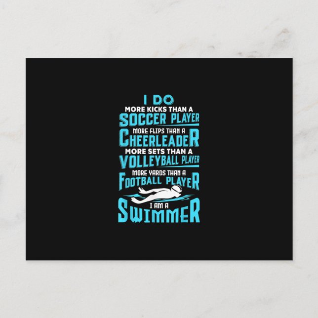I Am A Swimmer Funny Swimming Pool Swim Lover Gift Announcement Postcard (Front)
