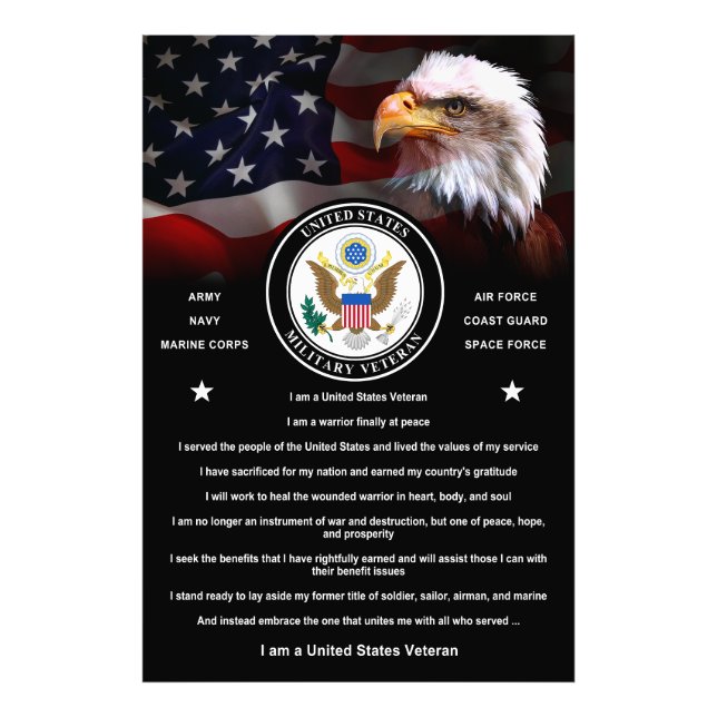 I Am a United States Veteran Photo Print (Front)