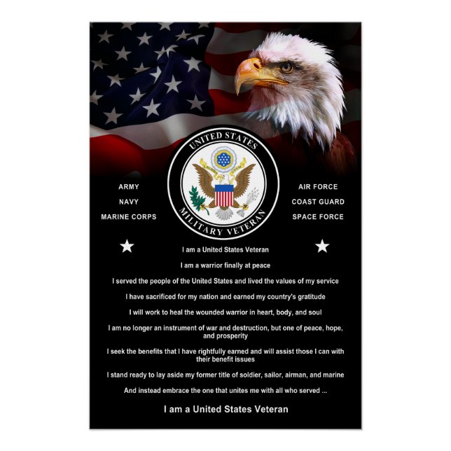 I Am a United States Veteran Poster (Front)