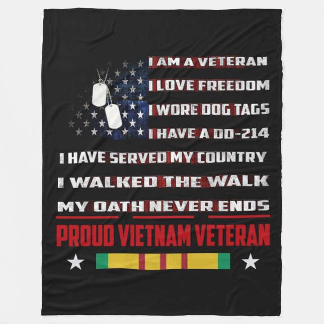 I AM A VETERAN FLEECE BLANKET (Front)