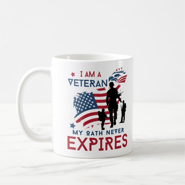 I Am A Veteran My Oath Never Expire US Soldier Coffee Mug (Left)