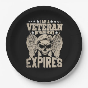 i am a veteran my oath never expires paper plate