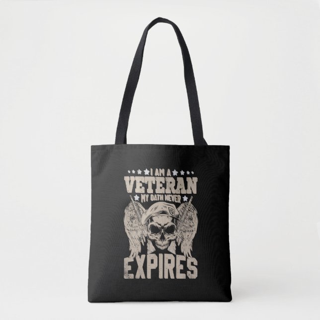 i am a veteran my oath never expires tote bag (Front)