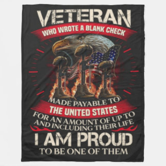 I AM A VETERAN WHO WROTE A BLANK CHECK FLEECE BLANKET