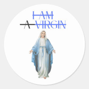 I AM A VIRGIN - FUNNY MEN  CLASSIC ROUND STICKER