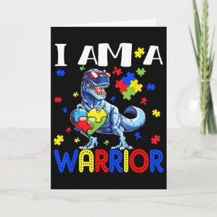 I Am A Warrior Autism Boys Family Dinosaur Autism Card