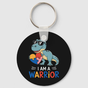 I Am A Warrior Autism Boys Family Dinosaur Autism Key Ring