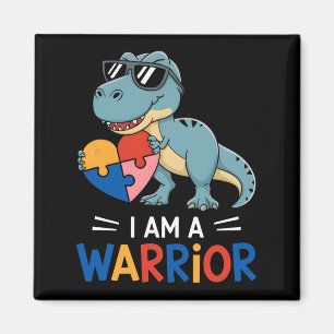 I Am A Warrior Autism Boys Family Dinosaur Autism Magnet