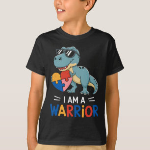 I Am A Warrior Autism Boys Family Dinosaur Autism T-Shirt