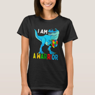 I Am A Warrior Autism Family Dinosaur Autism Aware T-Shirt