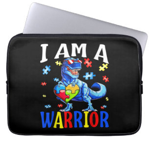 I Am A Warrior Autism Family Dinosaur Autism Laptop Sleeve
