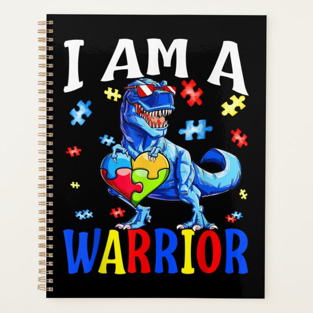 I Am A Warrior Autism Family Dinosaur Autism Planner (Front)