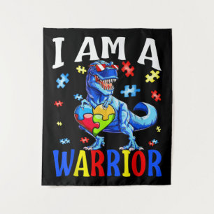 I Am A Warrior Autism Family Dinosaur Autism Tapestry