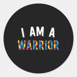 I Am A Warrior Autism Family Puzzle Autism Awarene Classic Round Sticker