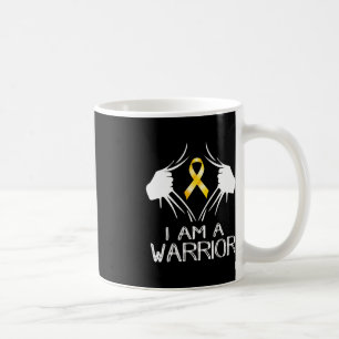 I Am A Warrior Childhood Cancer Awareness Gold Rib Coffee Mug