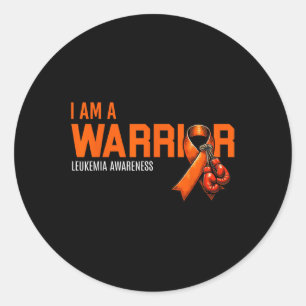 I Am A Warrior Leukaemia Cancer Awareness Boxing G Classic Round Sticker