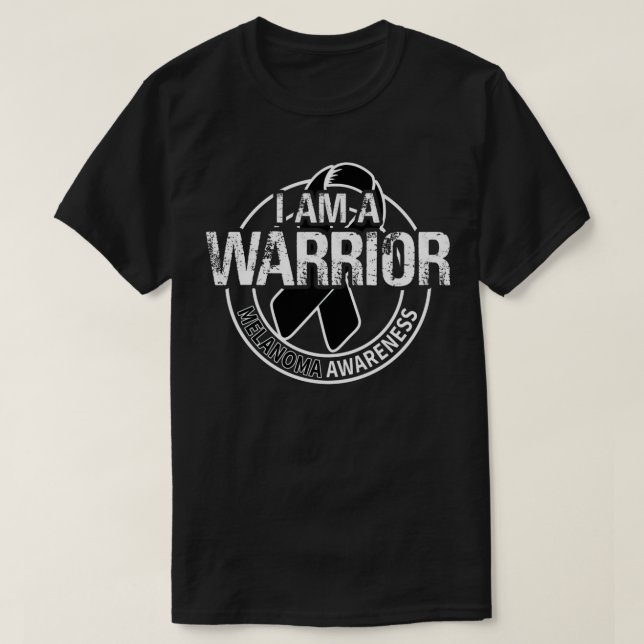 I Am A Warrior Melanoma Awareness Ribbon T-Shirt (Design Front)