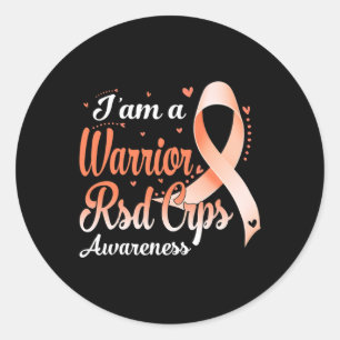 I Am A Warrior Rsd Crps Awareness Orange Ribbon Classic Round Sticker